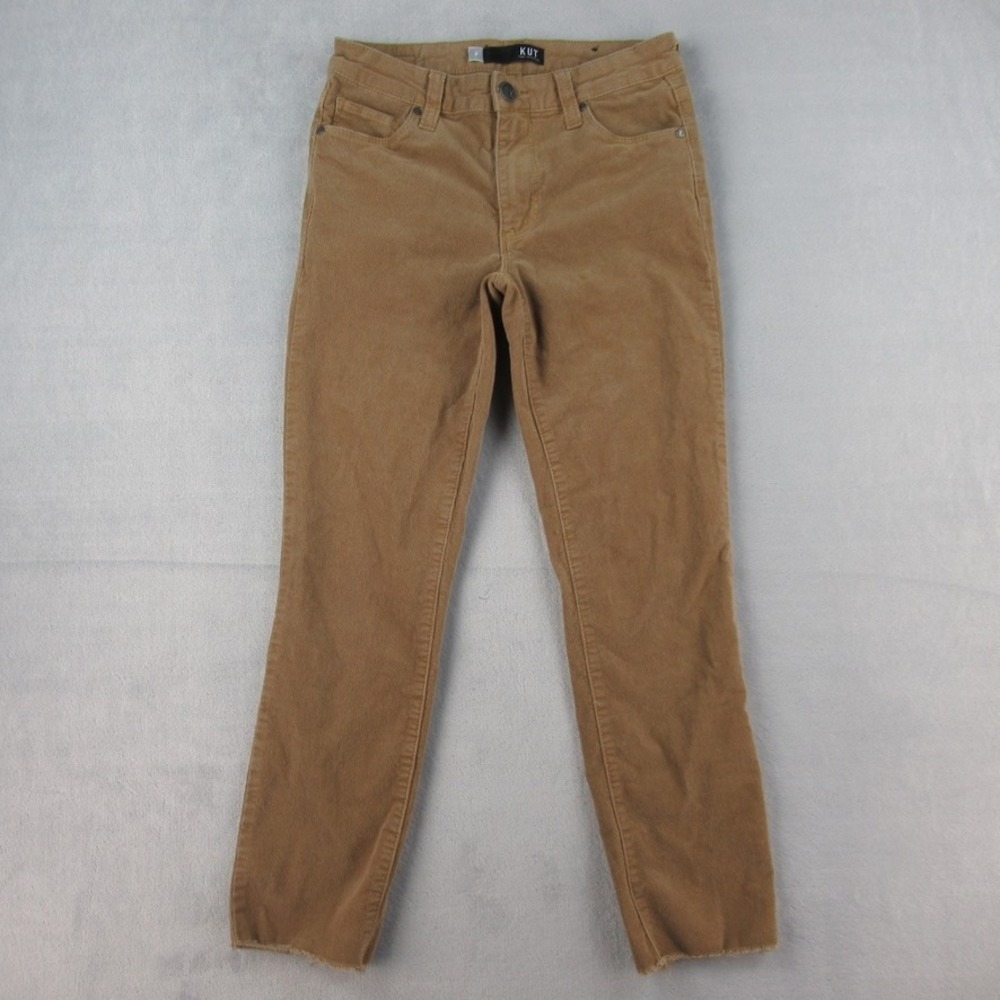 Kut From The Kloth Reese Ankle Straight Leg Corduroy Pants Tan Brown Size‎ 0